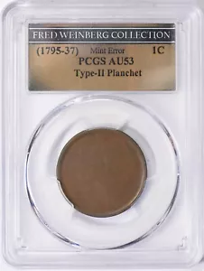 1795-1837 PCGS AU5Type 2 Large Cent Blank Planchet Very Rare 180 YearOld Error - Picture 1 of 5
