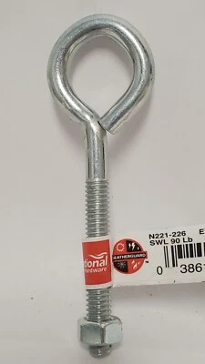 EYE BOLTS N221-226 2160B 5/16"X 4"SWL 90 磅 国家镀锌 批量 70 件 — 第 1/4 张图片