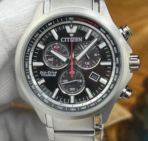 Citizen Super Titanium Sapphire Crystal AT2470-85E Chronograph Black Dial Watch - Picture 1 of 7