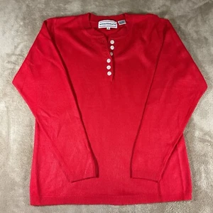 Vintage Westbound Red Knit Henley Sweater Women’s Small Hong Kong Acrylic - Picture 1 of 8