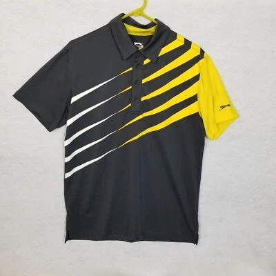 Polo de golf SLAZENGER 4 botones S/S negro blanco amarillo talla pequeña Foto 1 de 4