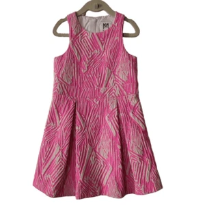 Vestido ajustado y acampanado de jacquard plisado MILLY MINIS, rosa - Imagen 1 de 7
