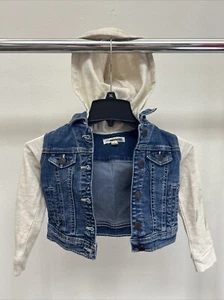 Tucker + Tate Toddler Hooded Denim Jacket in Vintage Wash Heart Graphic Size 4 - Picture 1 of 6