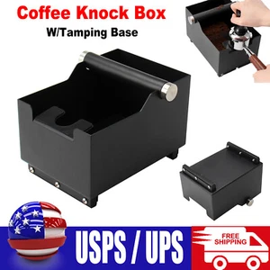 Coffee Knock Box W/Coffee Tamping Base Portafilter Stand Espresso Knocking Bin - Picture 1 of 11