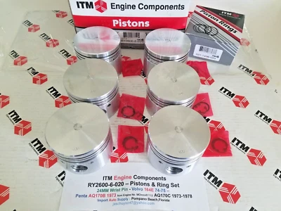 Volvo B30F 164E 74-75 - Penta AQ170B C 24mm Pin +.020 Piston & Ring Set (6) - Image 1 of 4