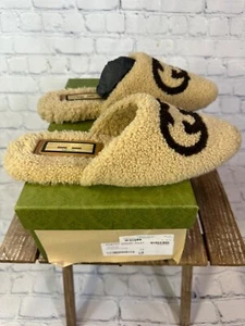 Gucci Merinos GG Butterscotch-Cocoa Wool Slippers - Picture 1 of 8