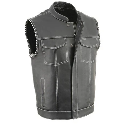 Milwaukee Leather 3509 Men's 'Old Glory' Leather Club Style Motorcycle Vest - Image 1 of 4