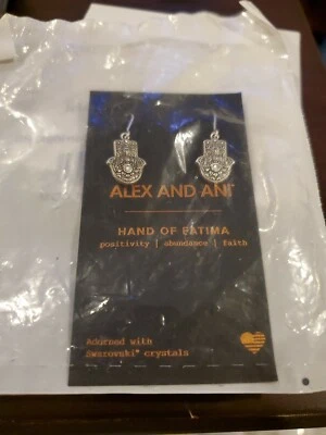 Pendientes Gancho Plata Rafaeliana Mano de Fátima Alex and Ani Nuevos con Etiquetas Foto 1 de 3