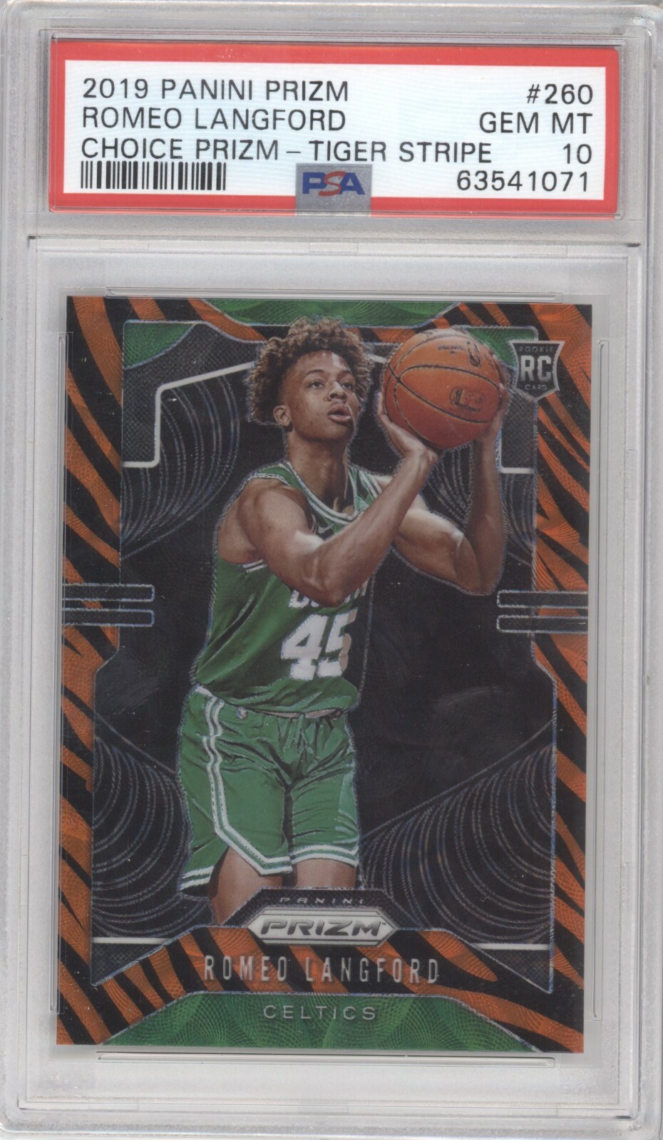 ROMEO LANGFORD 2019 20 PANINI PRIZM CHOICE RC TIGER STRIPE PRIZM SSP PSA 10 