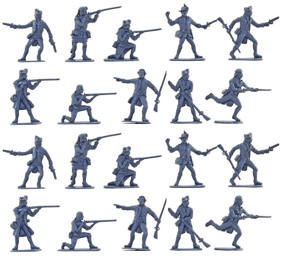 Accurate U.S Militia set #2 - 20 unpainted 54mm toy soldiers in gray color - Image 1 of 1