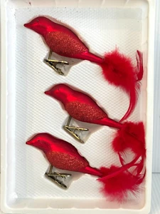 NEU Celebrate It Marke Box mit 3 verzierten Glas Clip auf Vogel Ornamenten - Bild 1 von 4