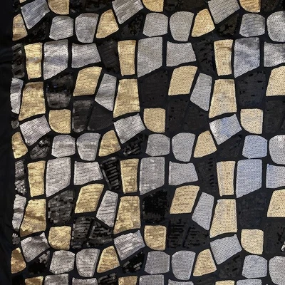 Ropa De Colección Años 90 Tela Lentejuelas Negro Bronce Dorado Abstracto Bloques Elásticos Espalda Foto 1 de 4