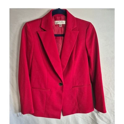 Kasper Red Blazer Women's 2P Petite Zipper Detail Career Jacket - Image 1 of 4