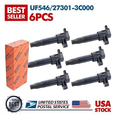 Bobinas de encendido nuevas modificadas 6 piezas UF546 27301-3C000 para Kia Sorento 2011-2017 Foto 1 de 4