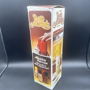 Vintage Aladdin Pump A Drink Thermos 1 qt Autumn Wheat 70s New Old Stock Unused - Picture 1 of 5