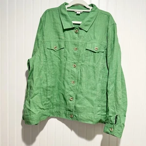 Coldwater Creek Kelly grün Leinen Jacke Übergröße 3X - Bild 1 von 6