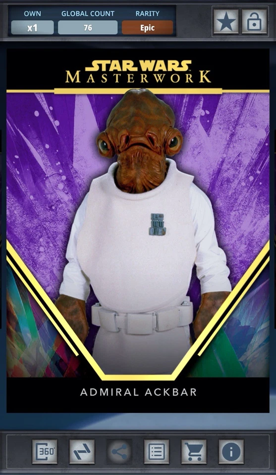 Star Wars Card Trader Masterwork 2024 - Chrome Purple Epic - Admiral Ackbar - Image 1 of 1