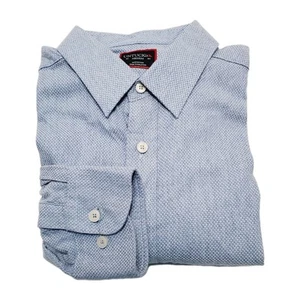 Camisa informal de manga larga con patrón geométrico azul UNTUCKit para hombre talla mediana - Imagen 1 de 4