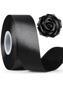 2 PACKS 1.5" wide black satin ribbon, 50 yards of solid polyester fabric ribbon - Bild 1 von 14