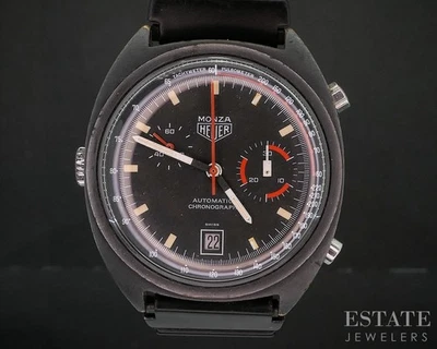 Reloj de carreras vintage Heuer Monza cronógrafo 150.501 PVD negro para hombre i20007 Foto 1 de 4