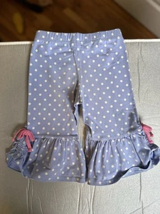 Matilda Jane Heather Purple Polka Dots Leggings Sz 2 Large Ruffle Hem - Picture 1 of 6