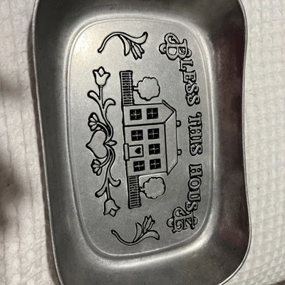 WILTON ARMETALE  Bless This House Tray 11” X 7” Metal Serve ware Oven Safe New - Image 1 of 2