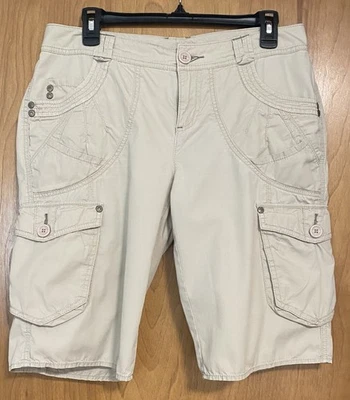 Pantalones Cortos DKNY Jeans Donna Karan Para Mujer Caqui Algodón Carga con Remaches - Talla 4 Foto 1 de 4