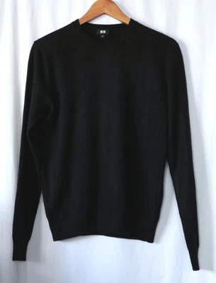 UNIQLO Hombres Negro Cachemira Cuello Redondo Swtr 39 In Chst 25 In Largo Talla S EXCELENTE Foto 1 de 3