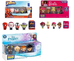 DISNEY FROZEN - Barbie - Spiderman Radiergummi 3D Puzzle Set Schule Kinder KiGa - Bild 1 von 4
