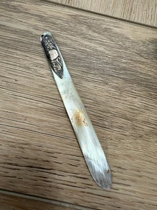 ANTIQUE SILVER MOUNTED MOTHER OF PEARL PAGE TURNER - Picture 1 of 7