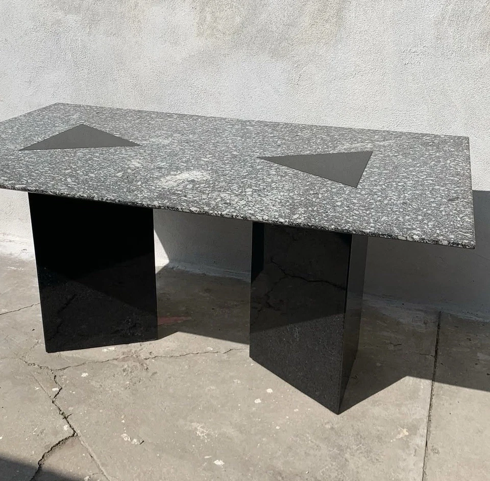 Mesa de comedor/escritorio italiano vintage años 70 granito mármol  Foto 1 de 4