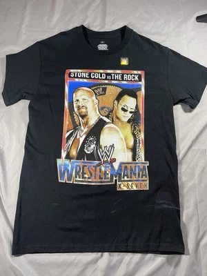 Camiseta WWE Stone Cold The Rock Wrestlemania Adulto S Negra Manga Corta Foto 1 de 4