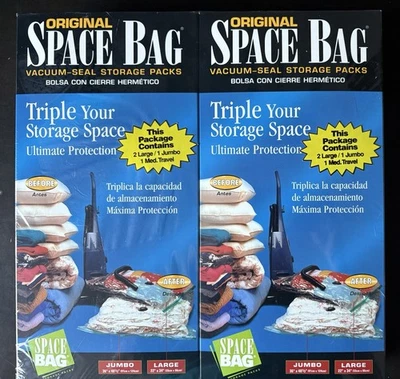 NUEVOS paquetes de almacenamiento de sellado al vacío bolsa espacial original - Jumbo y grande - Paquete de 2 Foto 1 de 2