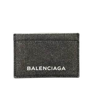 BALENCIAGA 392126 Logo glitter Pass case Card holder Business card holder Ca... - Picture 1 of 10