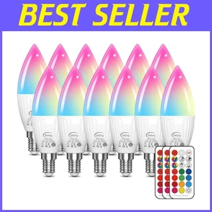 5W E12 LED Bulbs 12-Pack, Color Changing with Remote Control - Picture 1 of 9