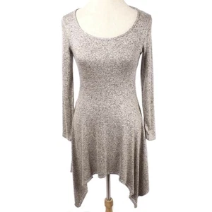 TMG New York beige/grau meliert Strick Taschentuchsaum Tunika Kleid Y2K Größe Small - Bild 1 von 4