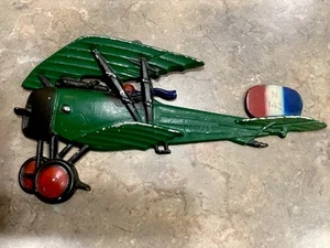 Vintage Wandbehang "Homco" Gusseisen grün Bi-Plane #1232-BX-A 1975 - Bild 1 von 3