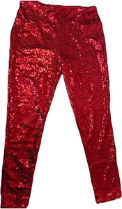 Tipsy Elves Damen Hose rot Glitzer Pailletten Gummibund gefüttert Stretch Large - Bild 1 von 8