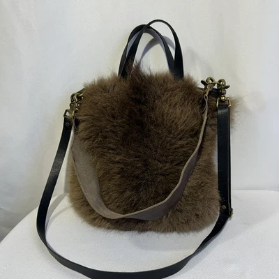 Jill’s Homestead Bison Fur Large Bag Tote Retail $450 Daisy Brown Leather JH - Image 1 of 4
