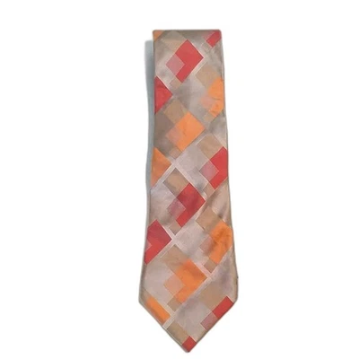 Gravata masculina de seda geométrica laranja resistente a manchas Croft & Barrow - Imagem 1 de 4