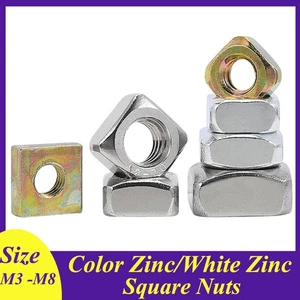 Dadi quadrati M3 M4 M5 M6 M8 colore zinco/bianco zinco per montare bulloni e viti metriche - Foto 1 di 17