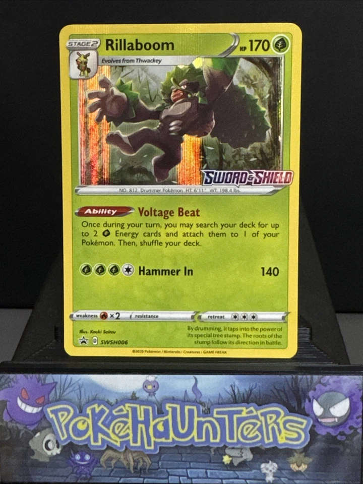 Pokemon Card Rillaboom SWSH006 Sword & Shield Base Prerelease Stamped Promo NM - Image 1 of 2