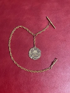 Vecchio antico orologio da tasca vintage catena FOB massonico alter fob - Foto 1 di 8