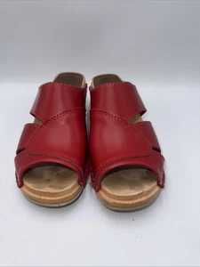 Scarpe Troentorp Mariah rosse in pelle punta aperta con zeppa in legno e chiodate taglia 38 - Foto 1 di 11