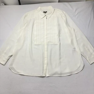 Talbots Women's 2XP (Petites) Ivory Button Down Collared Blouse Polyester Top - Picture 1 of 14