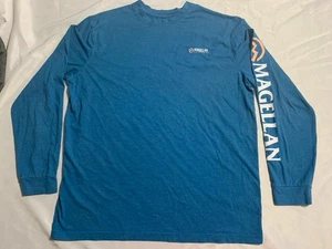 Magellan Hemd Herren L Blau Crew Langarm Sport Grafik Angeln Klassiker - Bild 1 von 4