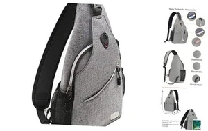 Sling Backpack, Multipurpose Crossbody Shoulder Bag Travel Hiking Medium Gray - Picture 1 of 7