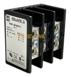 Square D 9080-LBA362101 Stromverteilerblock, 175A, 600V, 3-polig, 14-2/0 AWG - Bild 1 von 6