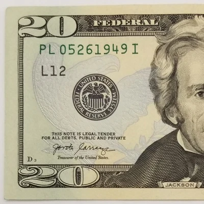 Pam Grier Bocephus Birthday Note May 26, 1949 Serial Twenty Dollar Bill US $20 - Image 1 of 4