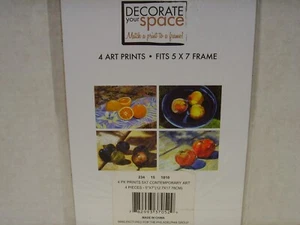 Contemporary Art Prints Lot 5 x 7 Bar Kitchen Wall Home Decor Fruit Orange Blue - Picture 1 of 2